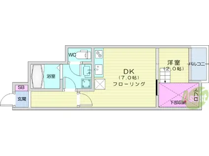 リヴィエール名取(1DK/1階)の間取り写真