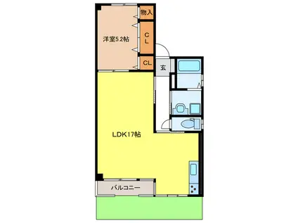 コーポ小塩(1LDK/1階)の間取り写真