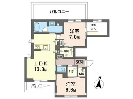 アルテアロゼア(2SLDK/3階)の間取り写真