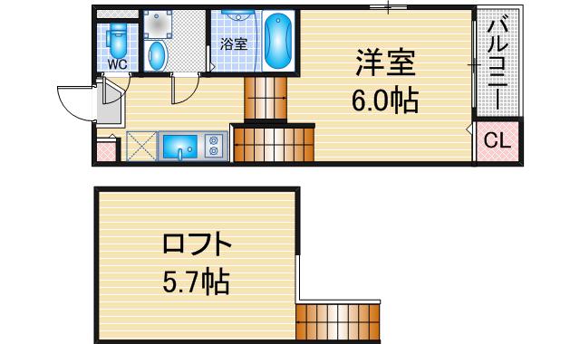 ルキシオン名古屋南(1SK/1階)の間取り写真