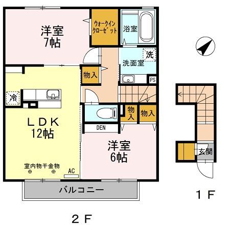 BRYANTPARK(2LDK/2階)の間取り写真