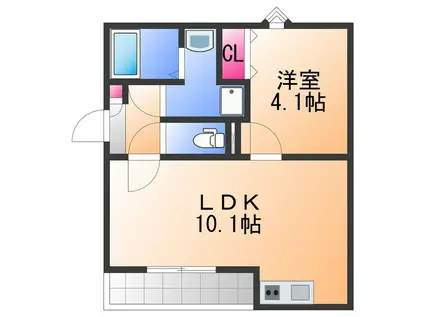 ジーメゾン上野町(1LDK/1階)の間取り写真