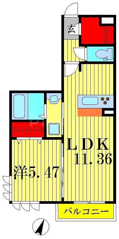 ボヌールメゾン(1LDK/2階)の間取り写真