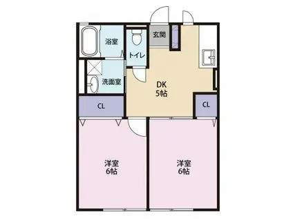 ツェントラム(2DK/2階)の間取り写真