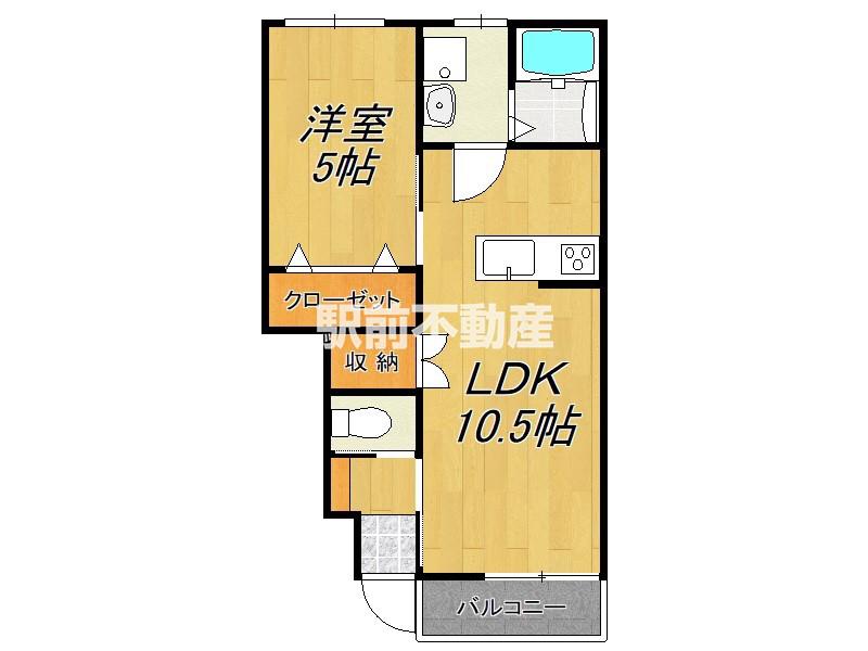 エスカレント上峰II(1LDK/1階)の間取り写真