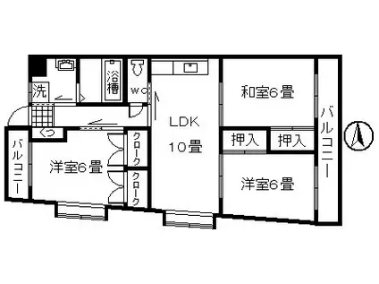 ウィンパルA(3LDK/4階)の間取り写真