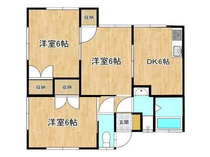 大塚コーポ(3DK/1階)の間取り写真