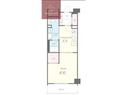 我楽ハウス(1DK/4階)の間取り写真