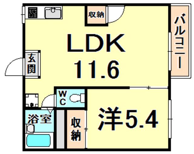 山本ハイツ(1LDK/2階)の間取り写真