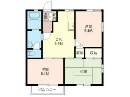 ライフ東戸塚(3DK/2階)の間取り写真