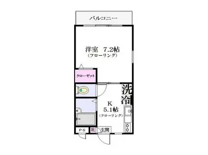 フォークウェイズ原木(1K/1階)の間取り写真