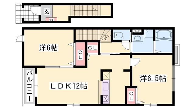 メゾンプラースII(2LDK/2階)の間取り写真