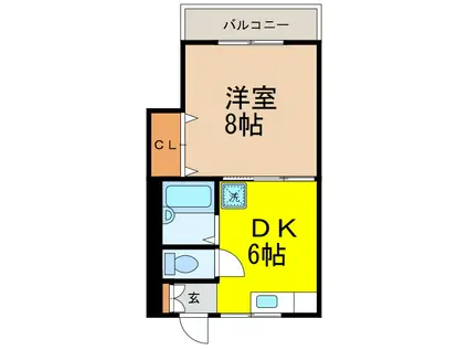 コーポヨーコII(1DK/2階)の間取り写真