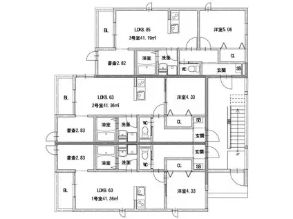 シャロム渡鹿(1SLDK/1階)の間取り写真