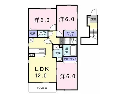 デスパシオII(3LDK/2階)の間取り写真