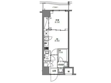 エスレジデンス新宿御苑(1DK/14階)の間取り写真