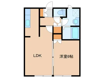 ヒマワリ(1LDK/2階)の間取り写真
