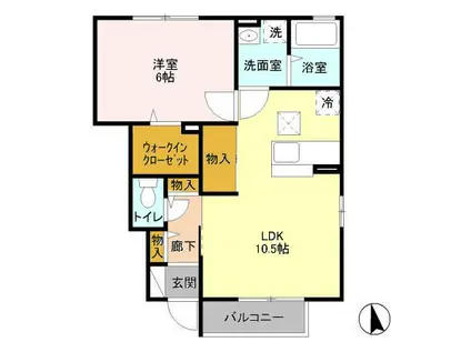 プティールA(1LDK/1階)の間取り写真