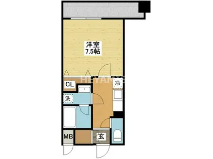 ABITI浜町(1K/5階)の間取り写真