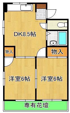 シャトレ別院III(2DK/1階)の間取り写真