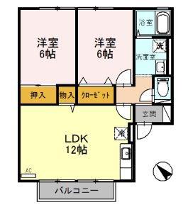 ウエストヴィレッジ(2LDK/2階)の間取り写真