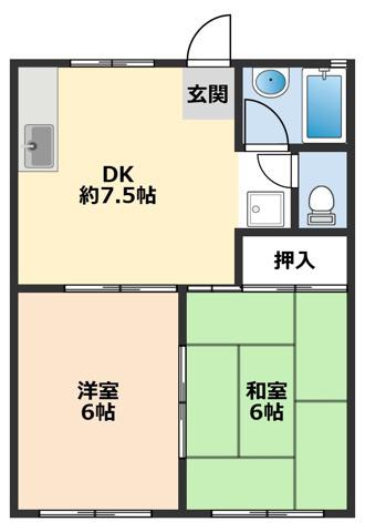 KNハイム(2DK/1階)の間取り写真