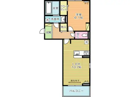 ELEGANT PALACE横代北(1LDK/2階)の間取り写真