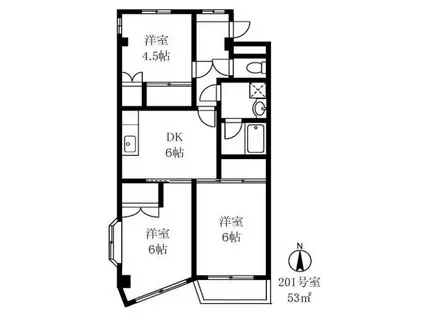 アビタシオン大倉山(3DK/2階)の間取り写真