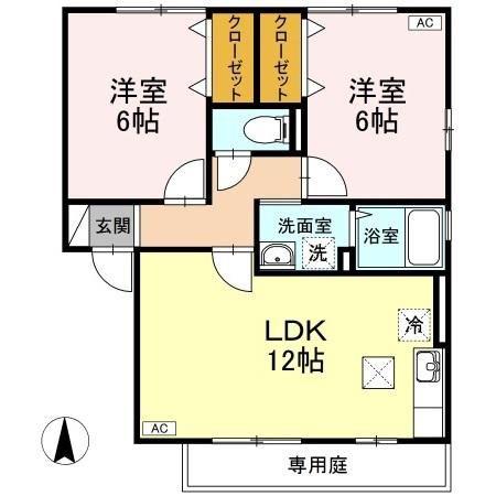 セジュール郷(2LDK/1階)の間取り写真
