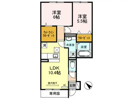 D-ROOM 天満(2LDK/1階)の間取り写真