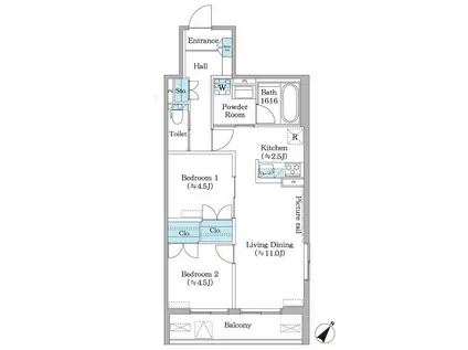 フィカーサ横浜(2LDK/2階)の間取り写真