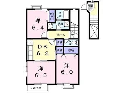 アヴニール(3DK/2階)の間取り写真