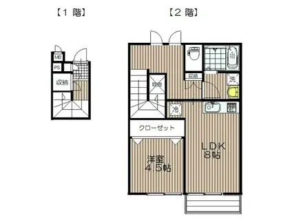 リーコーポ壱番館(1LDK/2階)の間取り写真