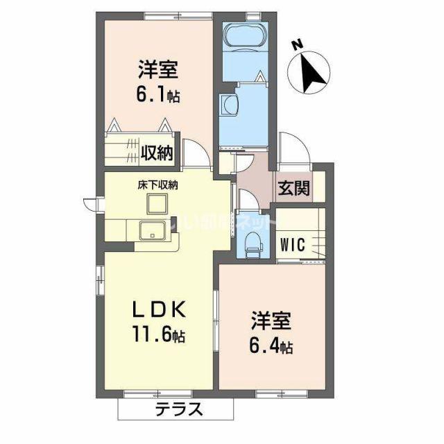 シャーメゾン ヴェルジュール I棟(2LDK/1階)の間取り写真