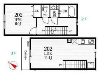 ミハス学芸大学(1LDK/1階)の間取り写真
