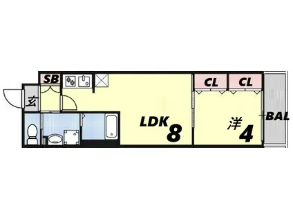 H-MAISON御幣島II(1LDK/1階)の間取り写真