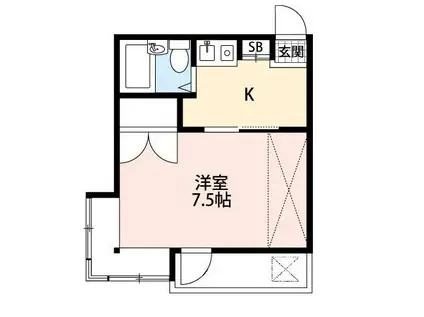 ドルフ西所沢(1K/1階)の間取り写真