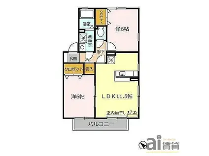 メイプルタウン川越的場A(2LDK/2階)の間取り写真