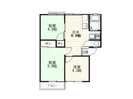 グリーンハイツ(3DK/1階)の間取り写真