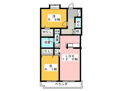 アルトソレイユ(2LDK/5階)の間取り写真