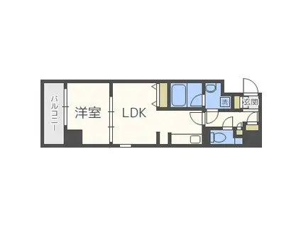 BRAVI南船場(1LDK/3階)の間取り写真