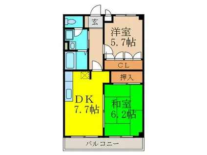 INK東灘(2DK/3階)の間取り写真