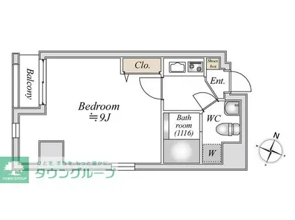 LIVEFLAT菊川(1K/7階)の間取り写真