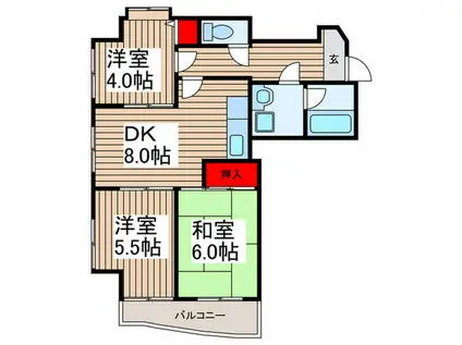 ベルフォーレ(3DK/2階)の間取り写真