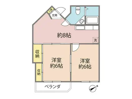 ハイツ白金(2DK/3階)の間取り写真