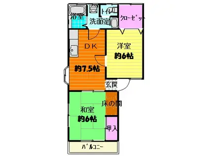 ピュアハイツ(2SDK/2階)の間取り写真