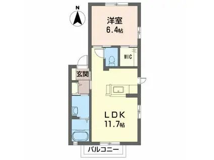 シャーメゾン本谷 C棟(1LDK/2階)の間取り写真