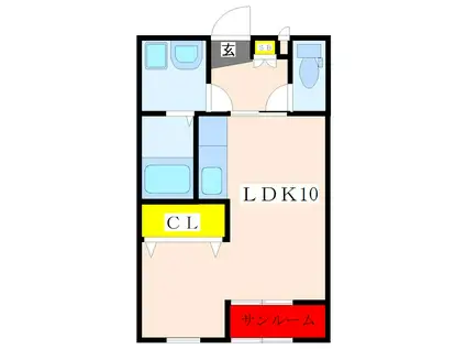 扶桑ホール永利(ワンルーム/2階)の間取り写真