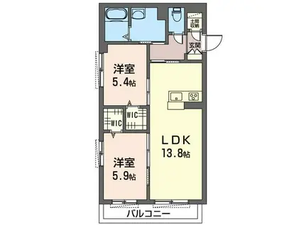 アベニール(2LDK/1階)の間取り写真