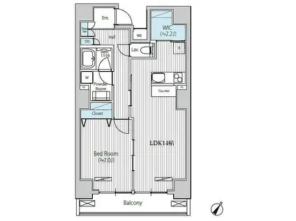グランジット日本橋浜町(1LDK/9階)の間取り写真